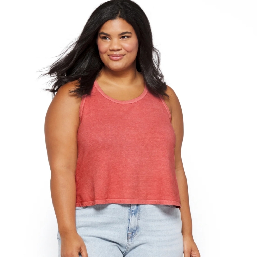 Pink Boxy Hemp Crop Tank 2X